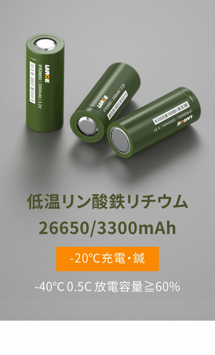 低溫 LiFePO4 26650 3300mAh